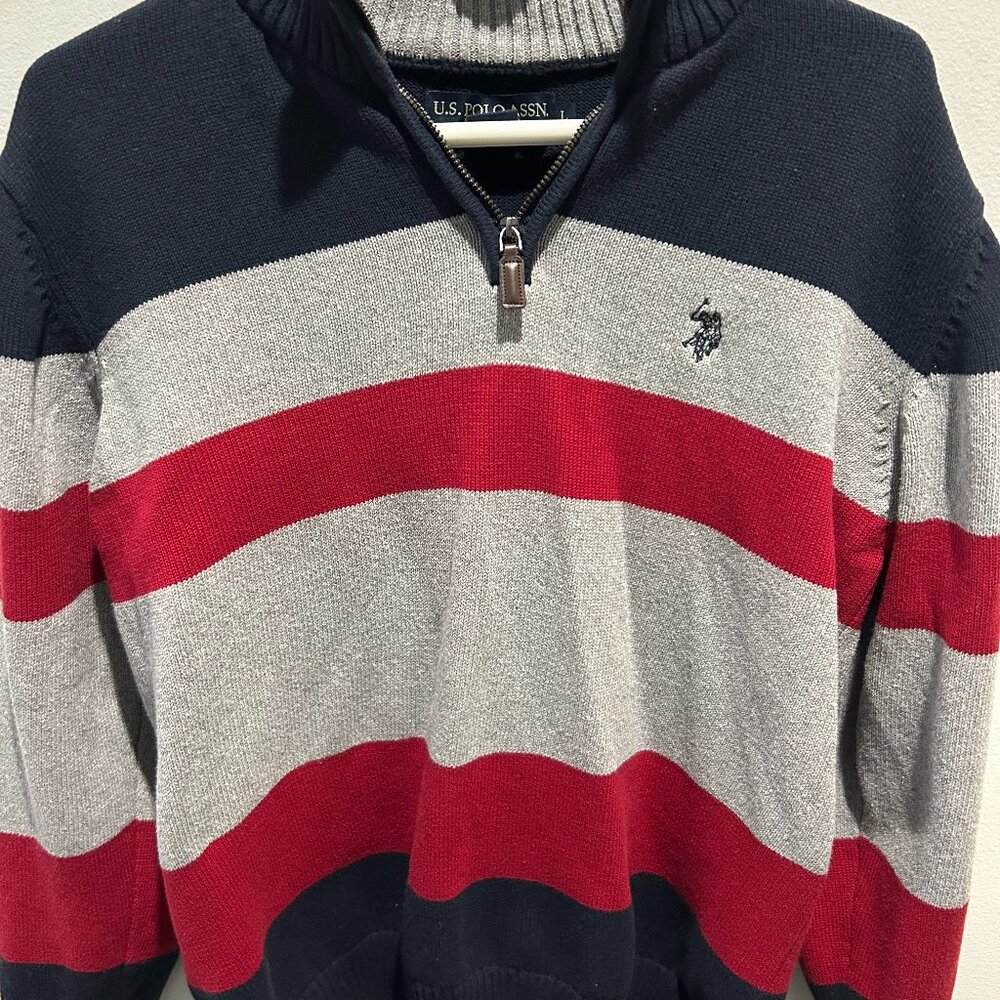 U.S Polo Association Brand Men's Quarter Zip Sweater (Large)